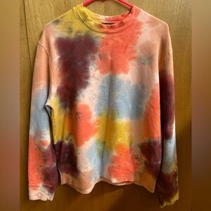 Monrow Tie Dye Boyfriend Sweatshirt Long Sleeves Crewneck- size Large